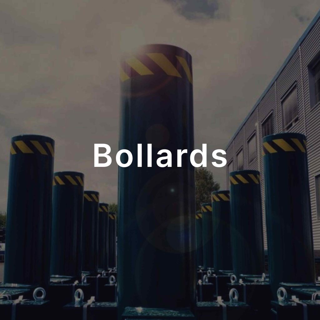 Bollards written over image of crash products