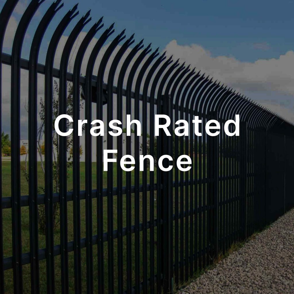 Crash Rated Fence written over image of crash products